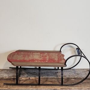 Vintage Red and Black Metal Sled